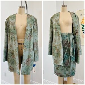 Vintage Breckenridge Aqua Floral Linen Set